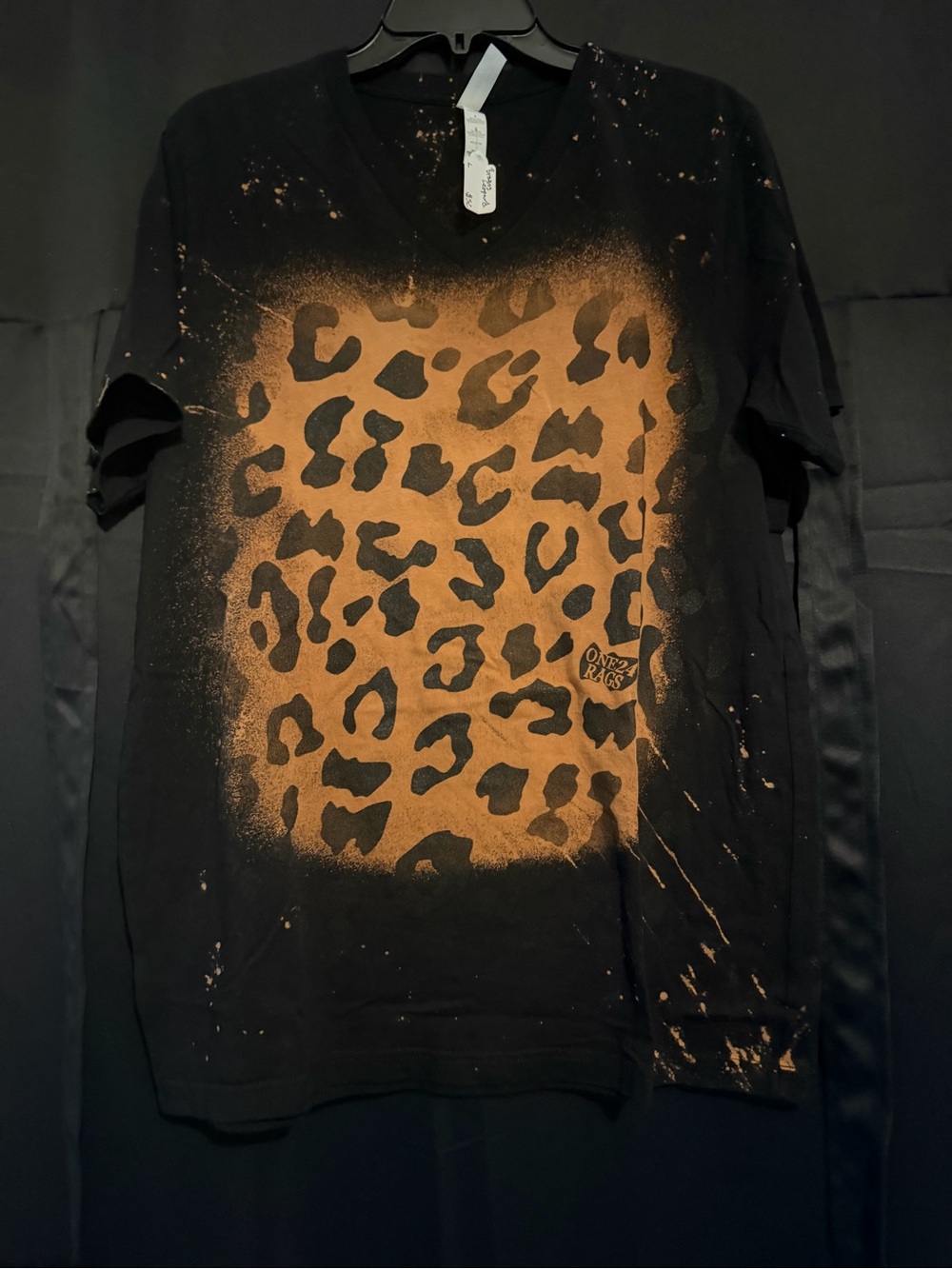 Women’s Boutique Black Tee with Rust Leopard Print